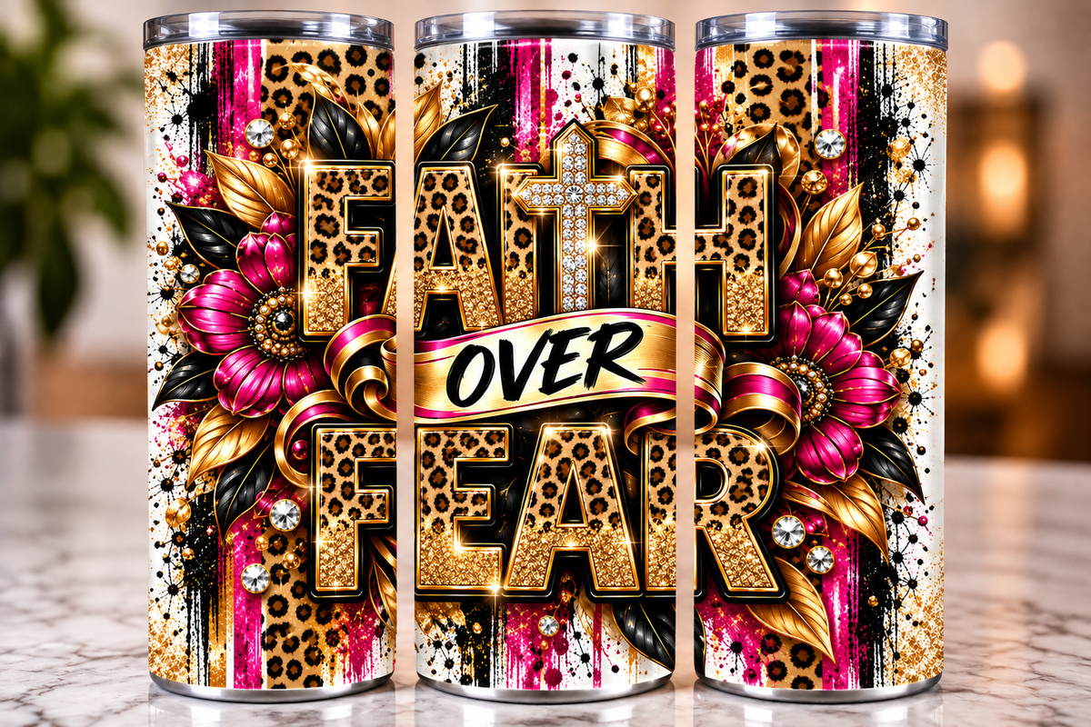 Faith Over Fear - Leopard Tumbler